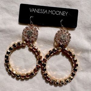 NWT Vanessa Mooney gold baroque ‘90’s-inspired rhinestone earrings